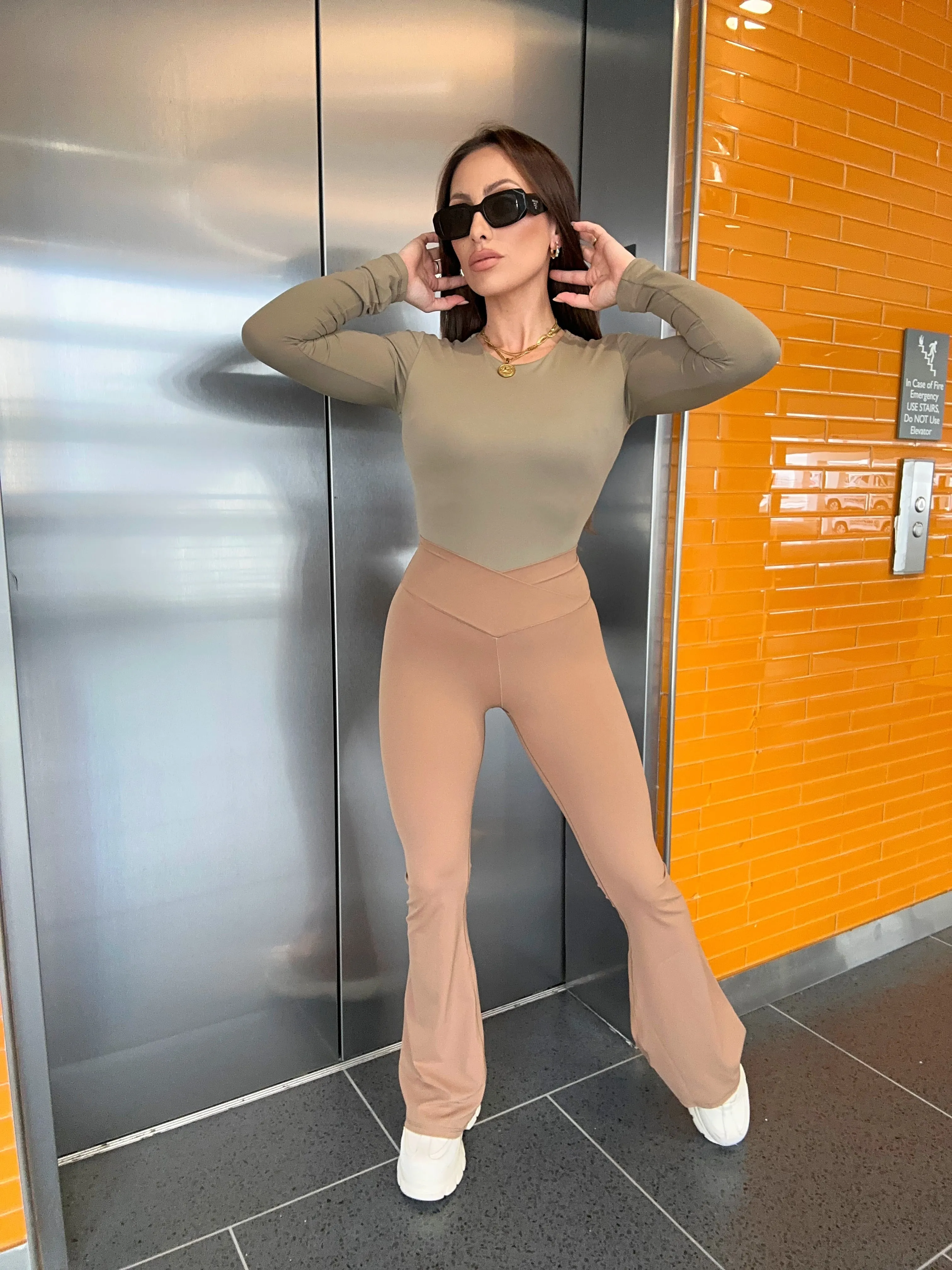 Light Caramel Bellbottom Leggings