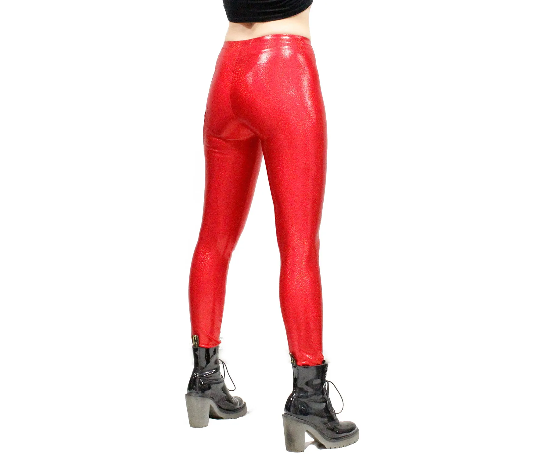 Lightning Leggings in Red Glitter