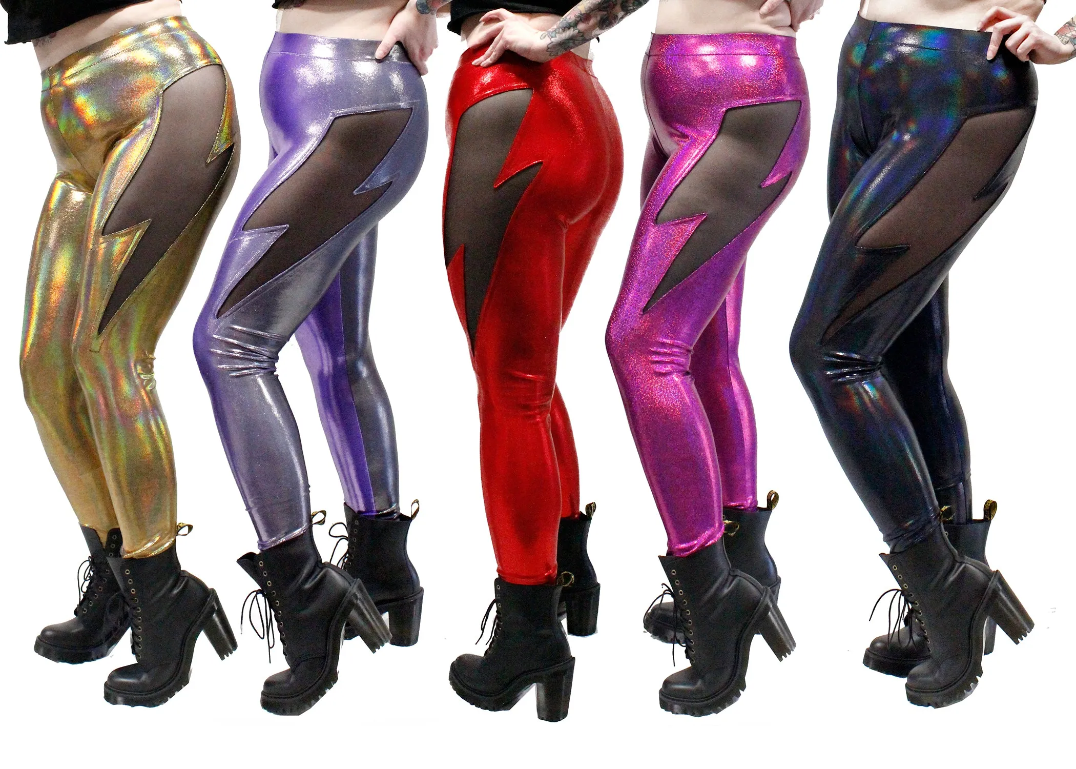 Lightning Leggings in Red Glitter