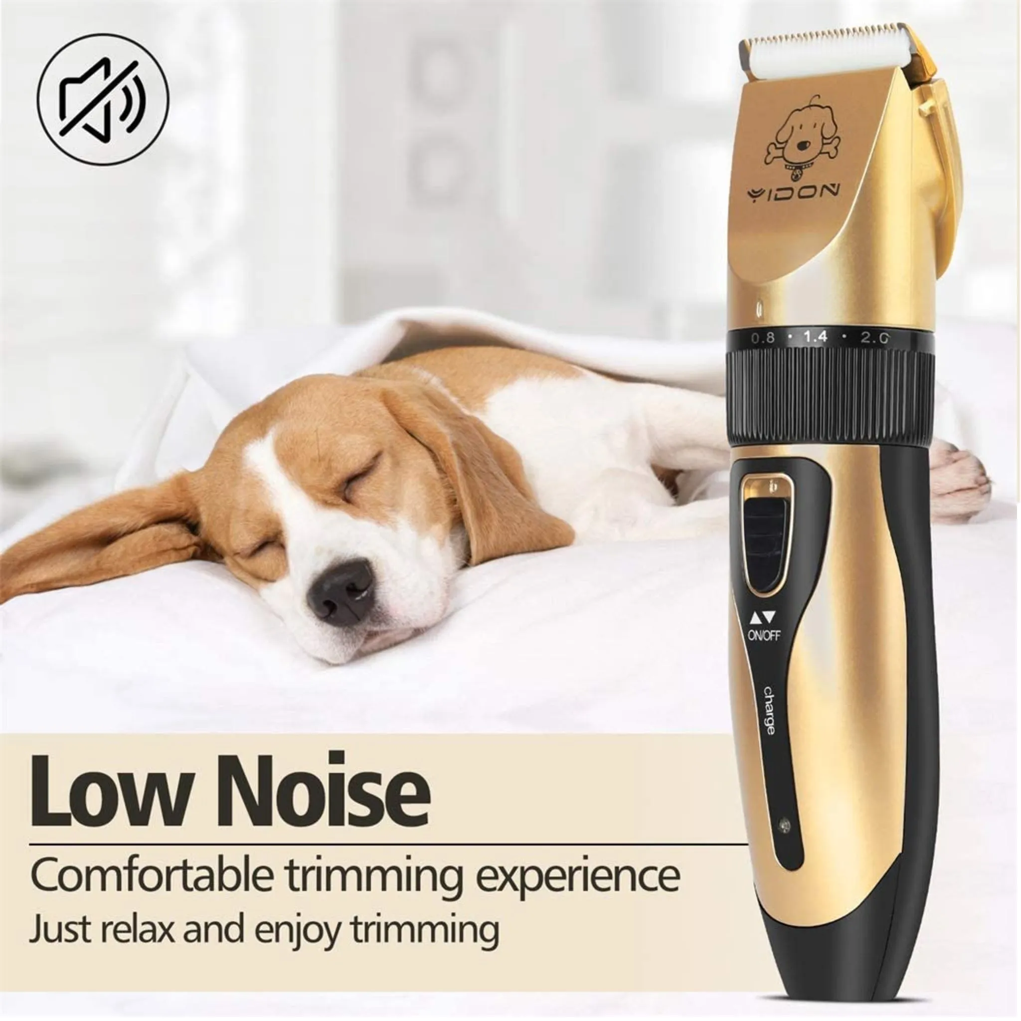 Like New/Unboxed- YIDON Dog Clippers Grooming Kit - Cordless Adjustable Low-Noise Pet Clippers Dog Hair Trimmer Rechargeable (Gold/Black)