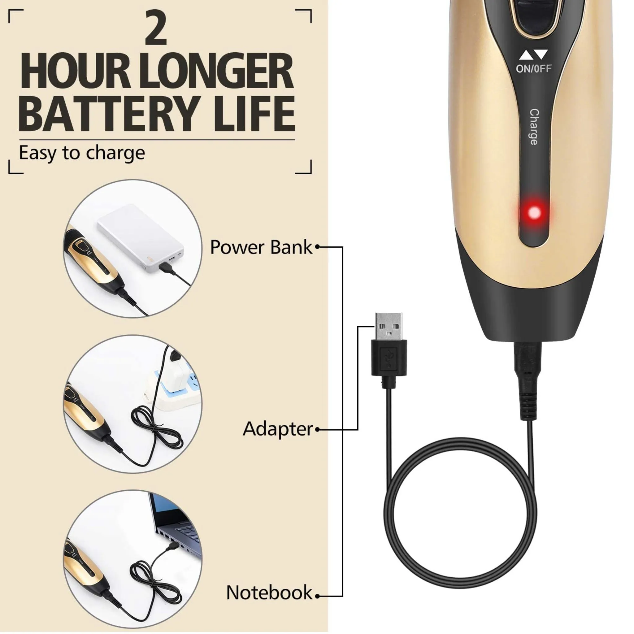 Like New/Unboxed- YIDON Dog Clippers Grooming Kit - Cordless Adjustable Low-Noise Pet Clippers Dog Hair Trimmer Rechargeable (Gold/Black)