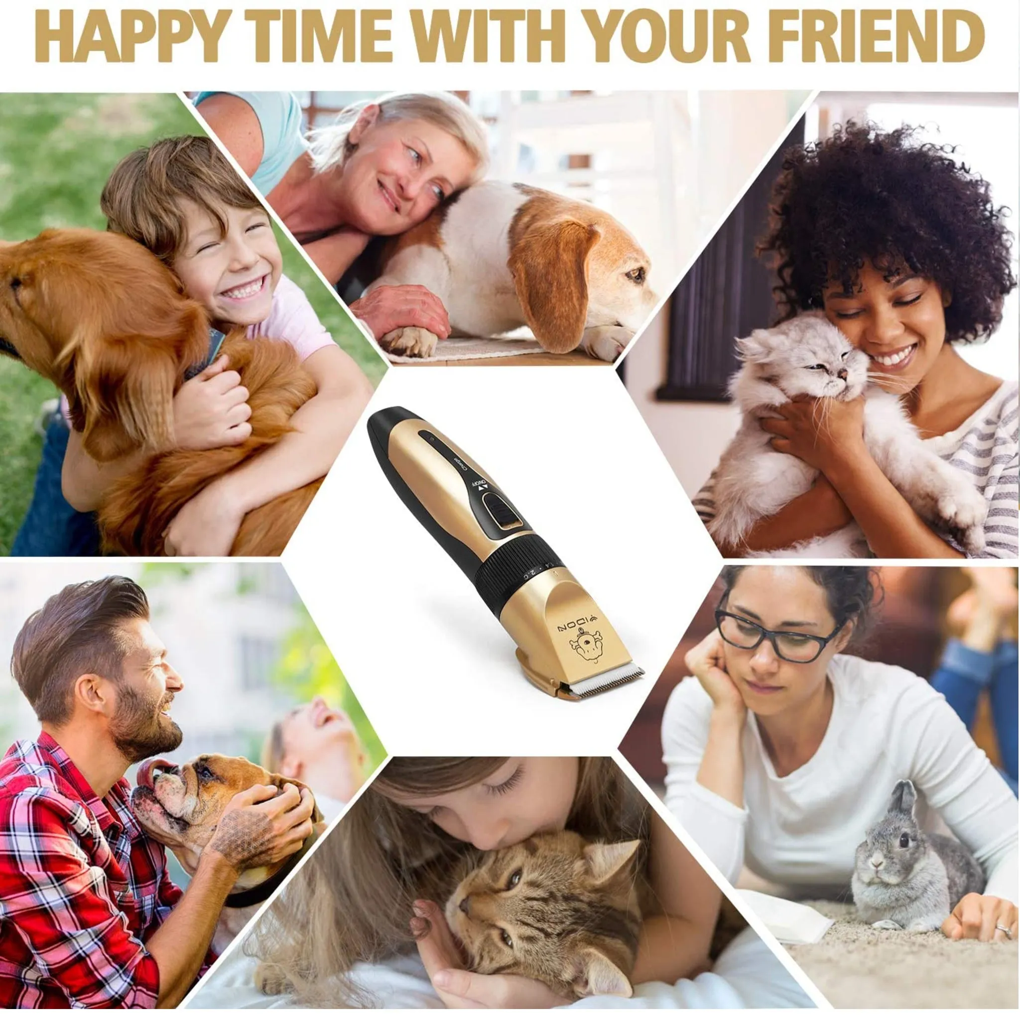 Like New/Unboxed- YIDON Dog Clippers Grooming Kit - Cordless Adjustable Low-Noise Pet Clippers Dog Hair Trimmer Rechargeable (Gold/Black)