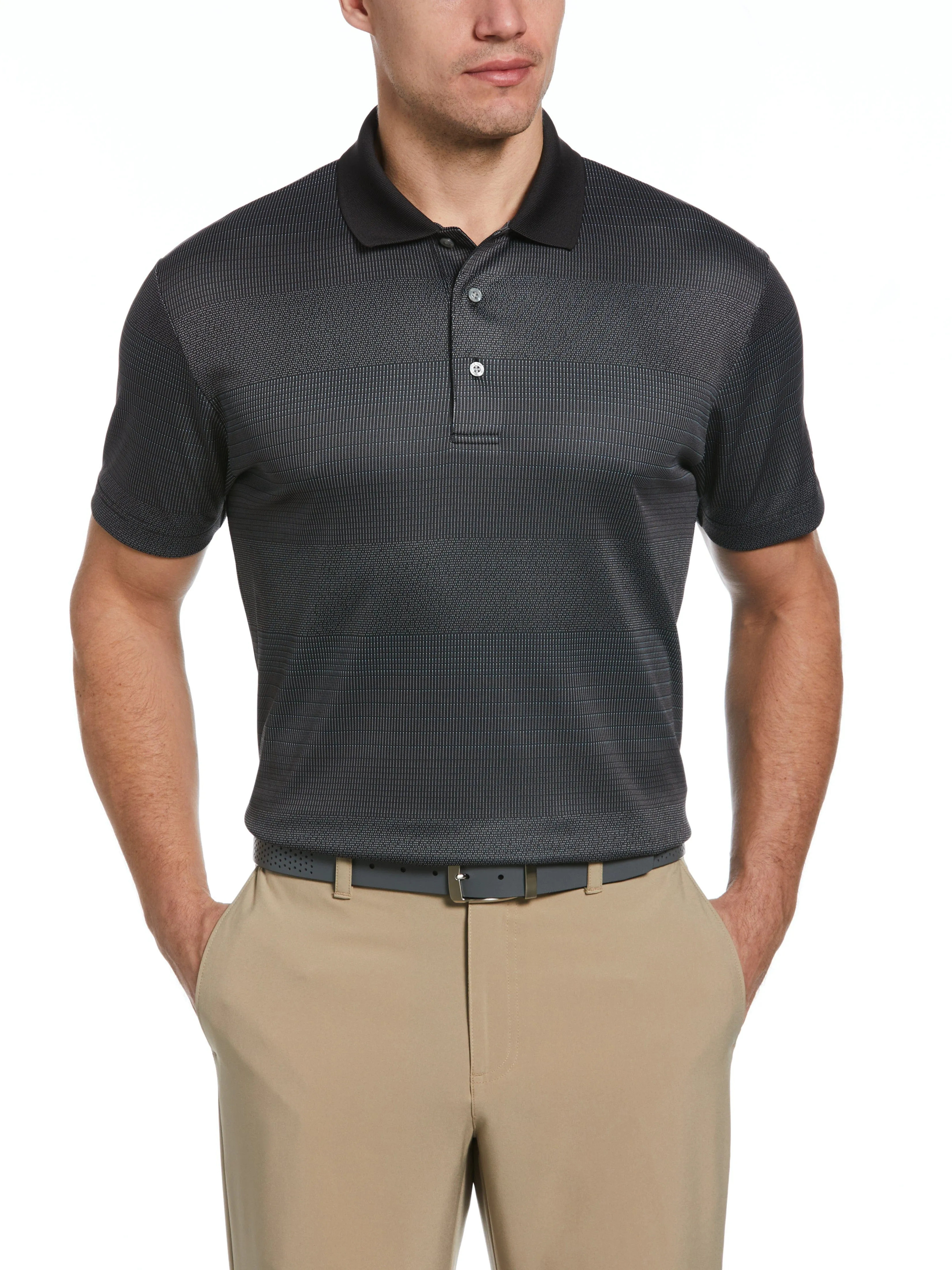 Men's Large Scale Birdseye Stripe Jacquard Golf Polo