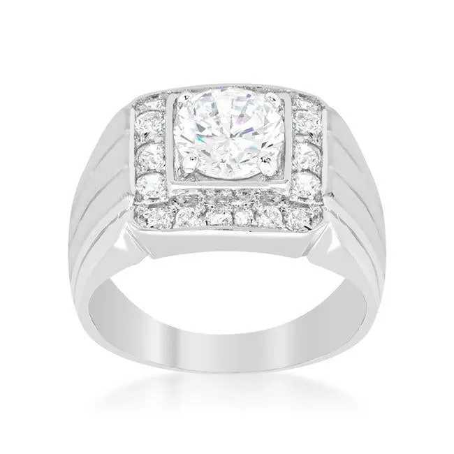 Mens Two-tone Finish Cubic Zirconia Ring