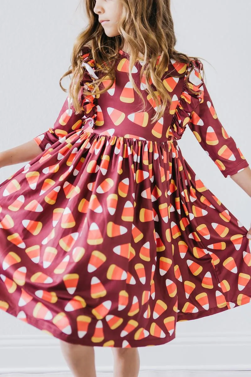 Mila & Rose Halloween Candy Corn Ruffle Twirl Dress