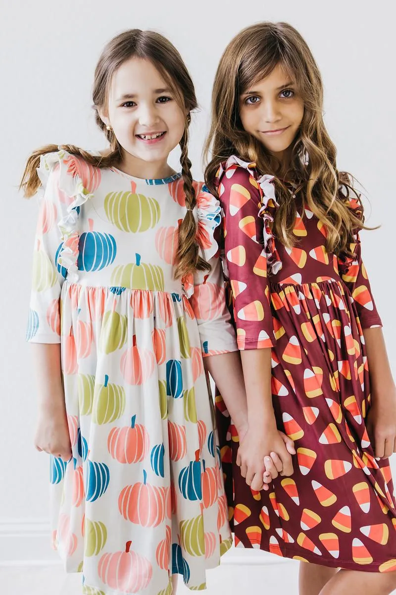 Mila & Rose Halloween Candy Corn Ruffle Twirl Dress