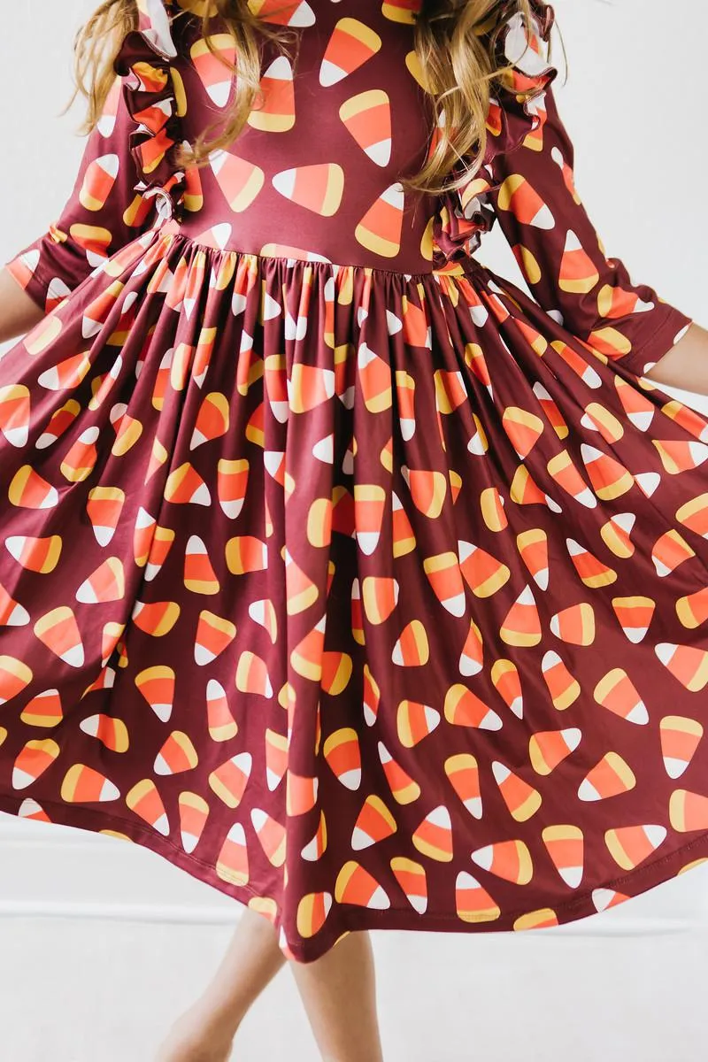 Mila & Rose Halloween Candy Corn Ruffle Twirl Dress