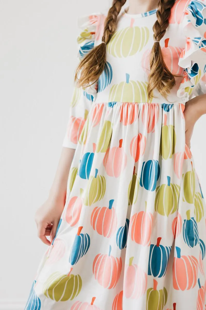 Mila & Rose Pumpkin Kisses, Harvest Wishes Ruffle Twirl Dress