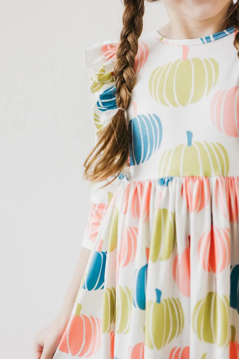 Mila & Rose Pumpkin Kisses, Harvest Wishes Ruffle Twirl Dress