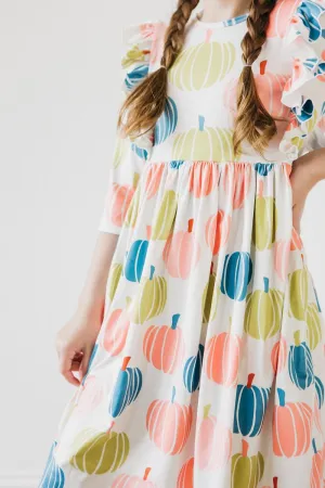 Mila & Rose Pumpkin Kisses, Harvest Wishes Ruffle Twirl Dress