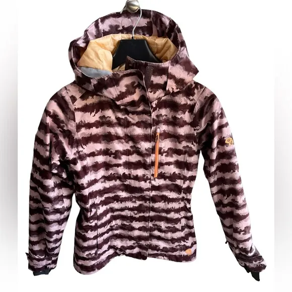 Mountain Hardwear Barnsie Purple Plum Striped Ski Snow Jacket RECCO Tech XS