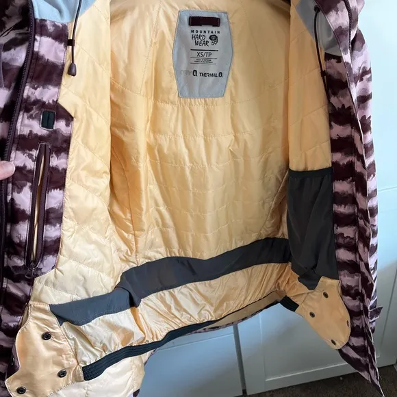 Mountain Hardwear Barnsie Purple Plum Striped Ski Snow Jacket RECCO Tech XS
