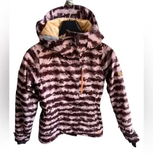 Mountain Hardwear Barnsie Purple Plum Striped Ski Snow Jacket RECCO Tech XS