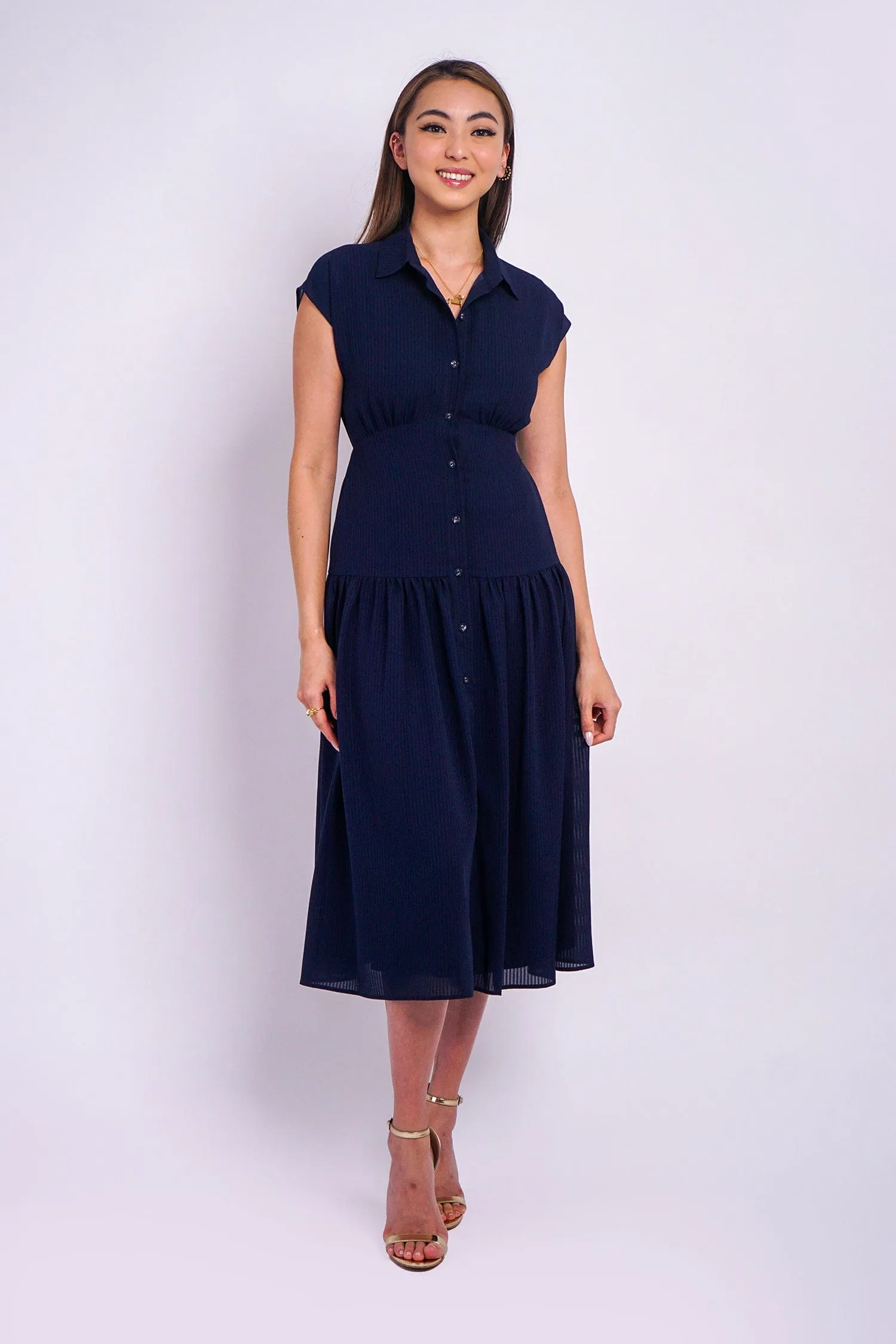 Navy Stripe Forever Alita Shirt Dress