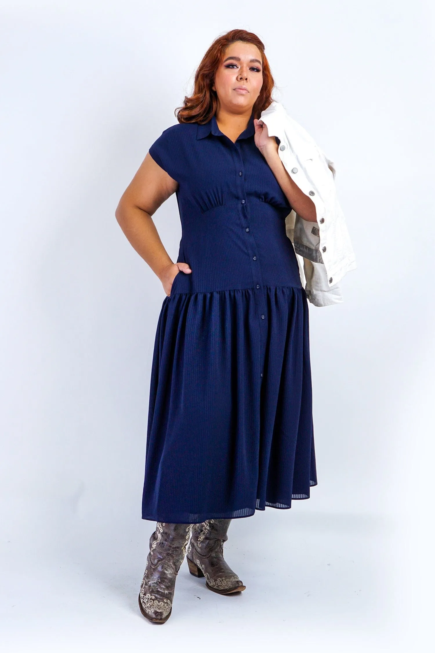 Navy Stripe Forever Alita Shirt Dress
