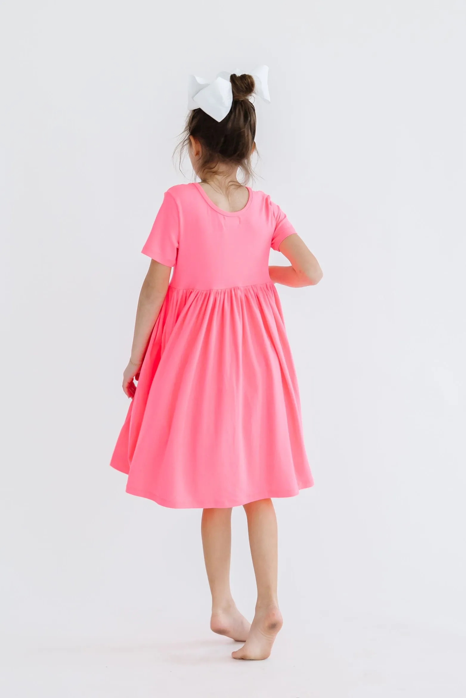 Neon Pink S/S Pocket Twirl Dress