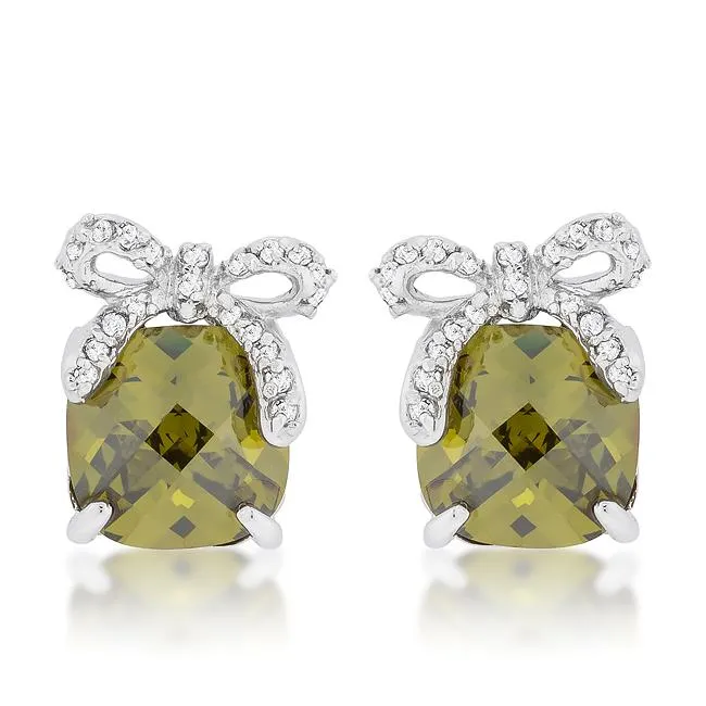 Olivine Drop Earrings with Bow