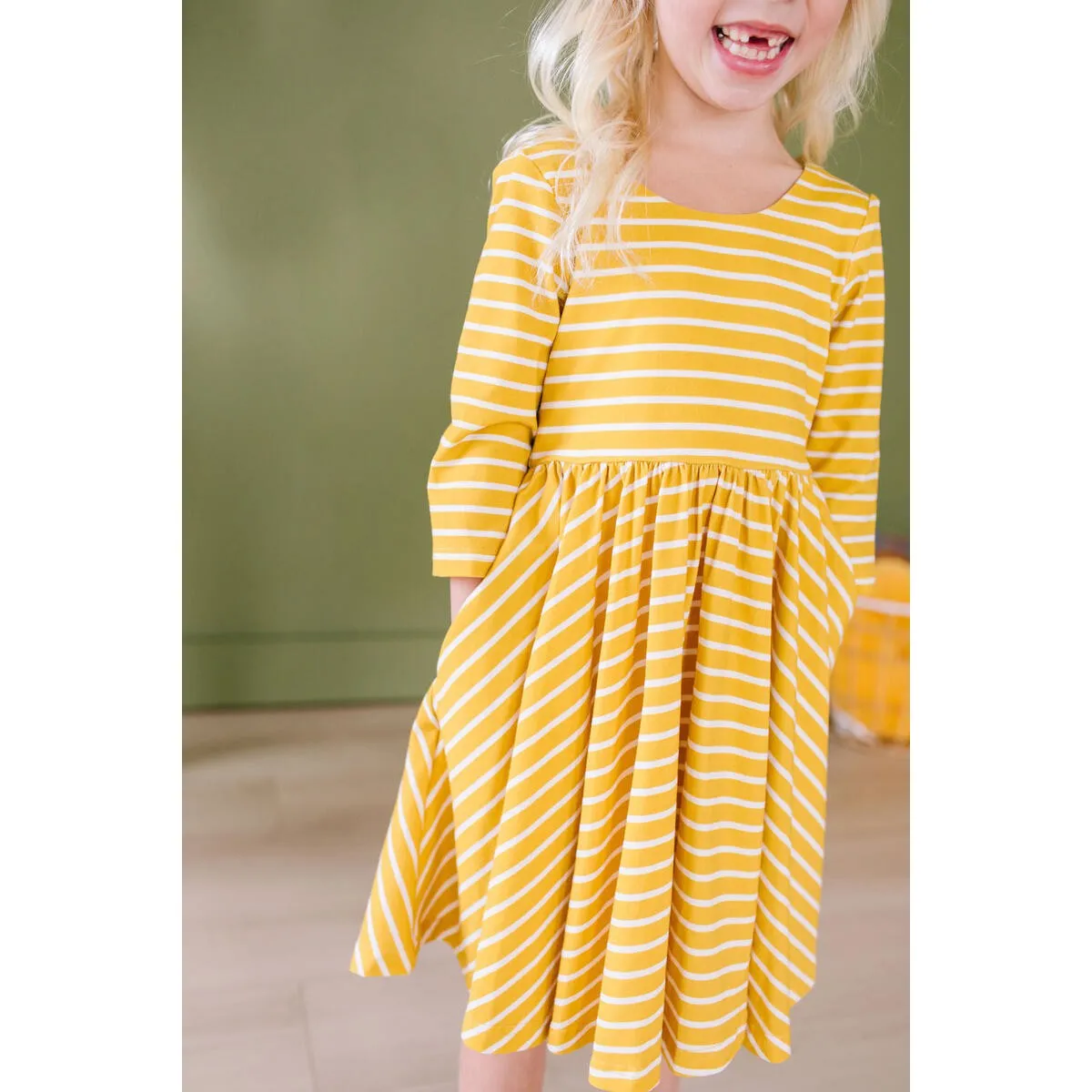 Ollie Jay Mustard Stripe Emile Twirl Dress