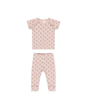 ORGANIC Ribbed Short Sleeve Tee   Legging Set || Rose