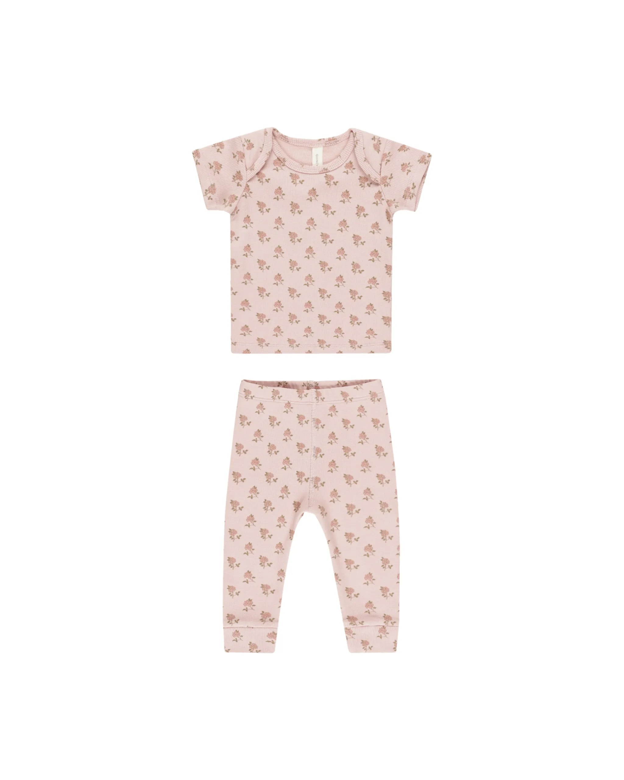 ORGANIC Ribbed Short Sleeve Tee   Legging Set || Rose