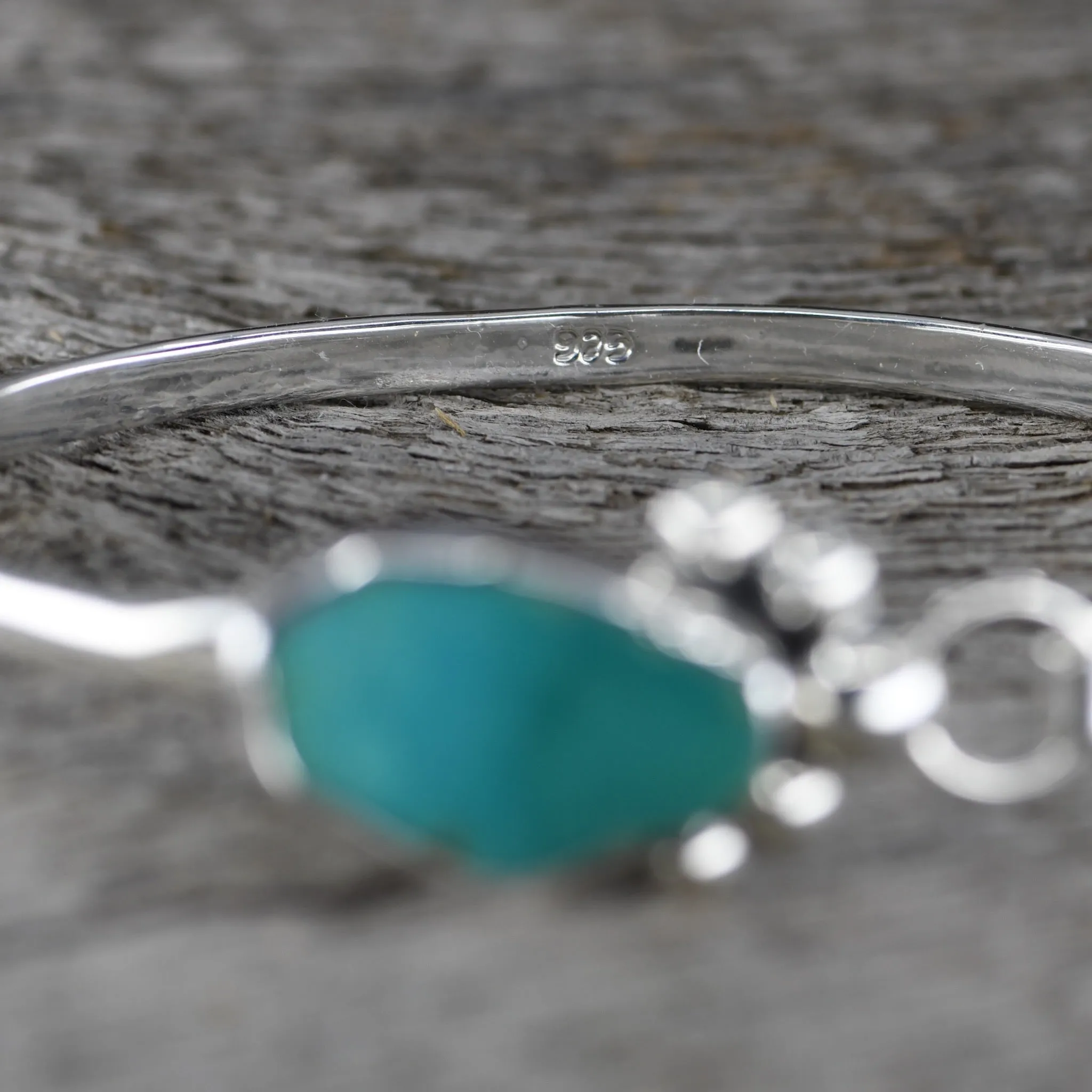 Organic Turquoise & Sterling Silver Hook Bracelet | Bohemian Statement Piece Size - 6.5"
