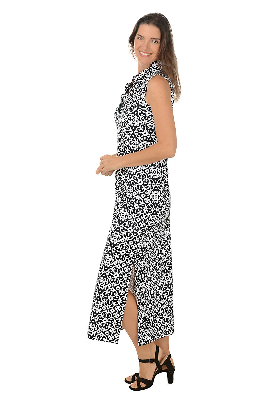 Ornate UPF50  Ruffle Neck Sleeveless Maxi Dress