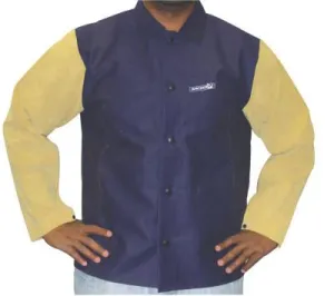 ORS Nasco Leather/FR Sateen Combo Jacket, 3X-Large, Blue/Tan, 1201-3XL