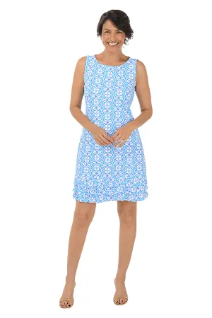 Periwinkle Optical Daisy UPF50  Ruffle Dress