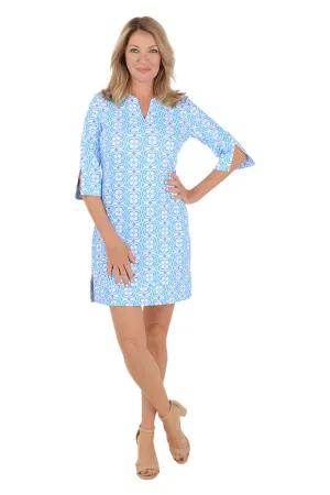 Periwinkle Optical Daisy UPF50  Split Neck Dress
