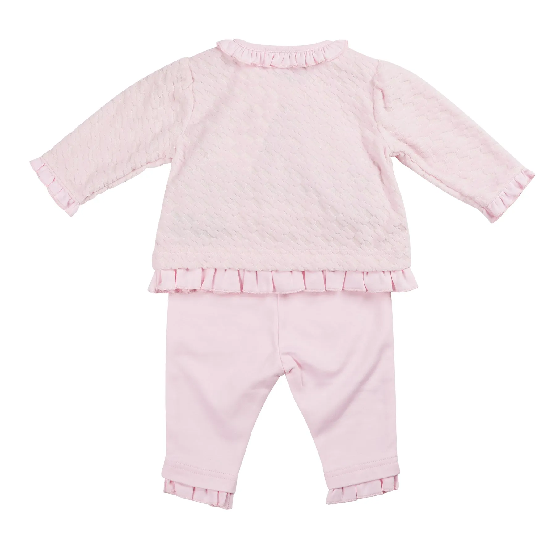 Pink Velour Long Sleeve Top and Legging Set