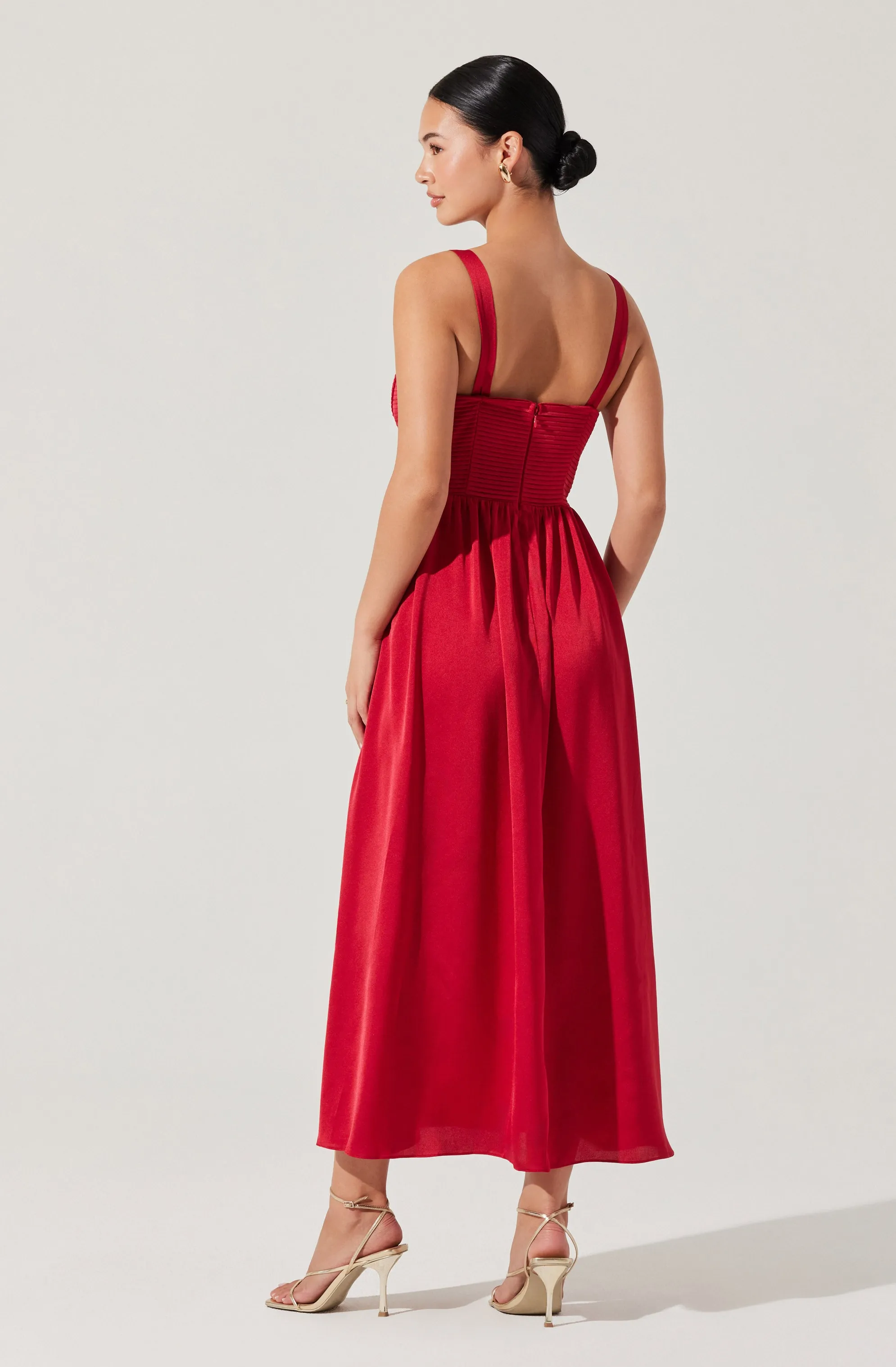 Pleated Bustier Midi Dress