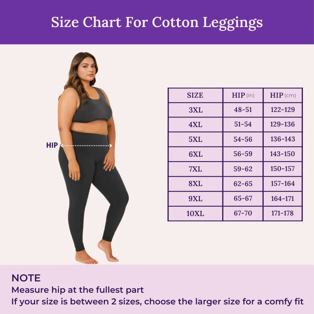 Plus Size Leggings For Women | High Waist | Ankle Length | Soft Cotton & Elastane Blend | Non-See-Through | Gusset Crotch Prevents Ripping