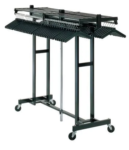Portable Folding Coat Rack with Hanger Bar & Tubular Shelf
