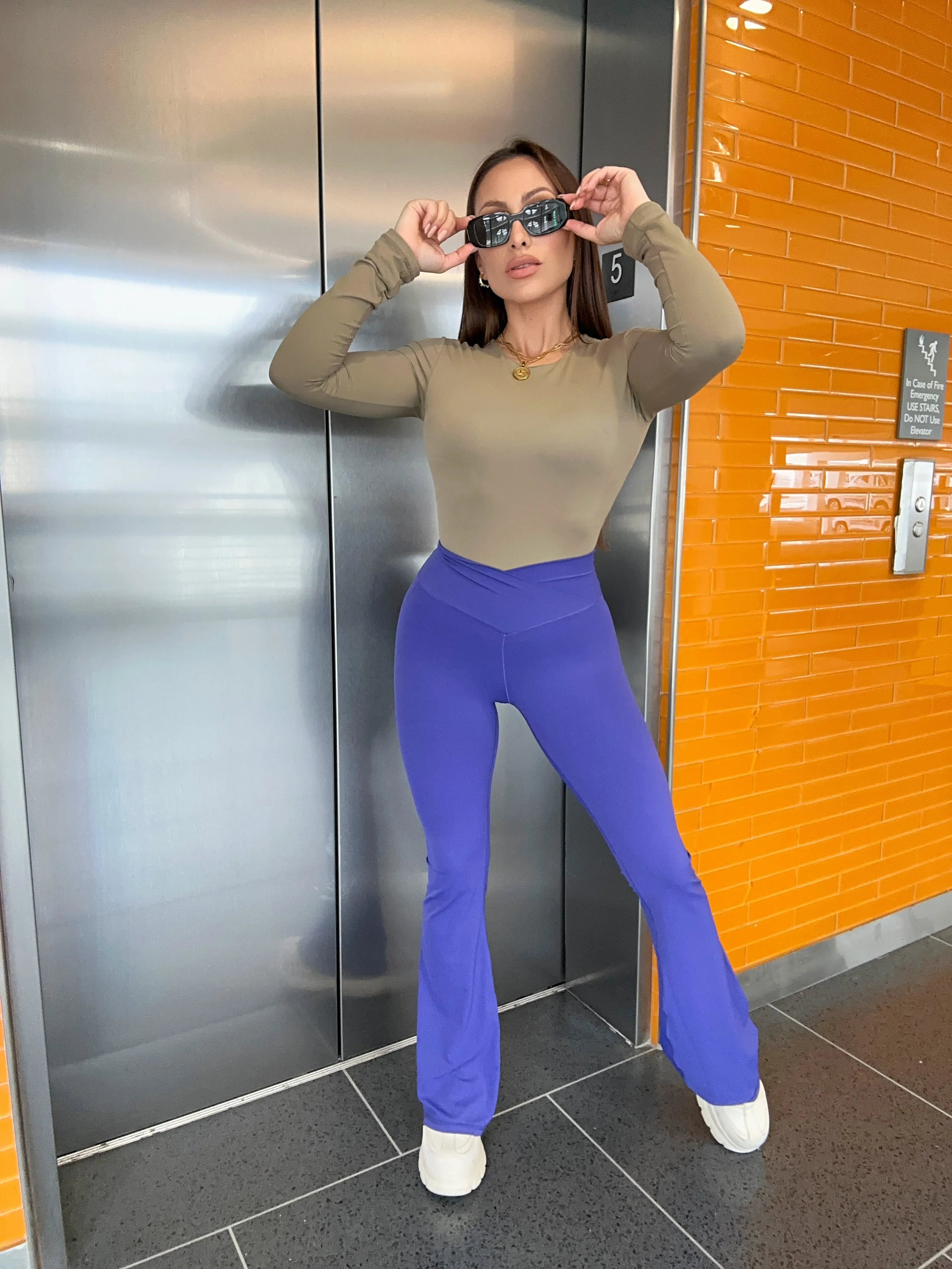 Purple Blue Bellbottom Leggings