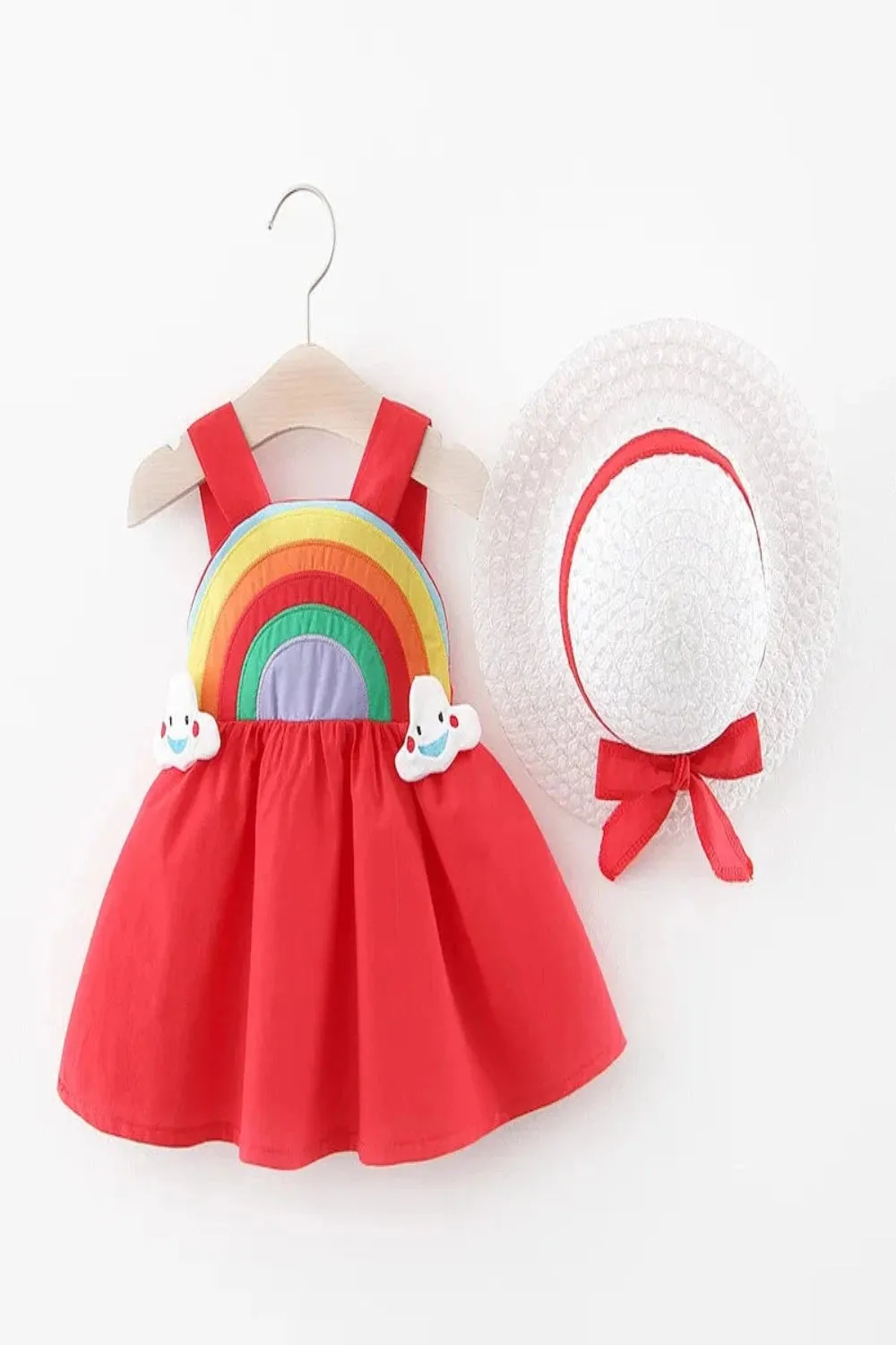 Rainbow Princess Dress for Baby Girls with Hat