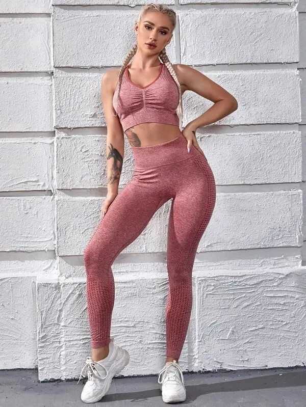 Rising Sun Bra and Leggings Set - Dusty Pink