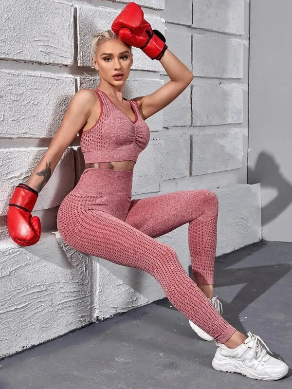 Rising Sun Bra and Leggings Set - Dusty Pink