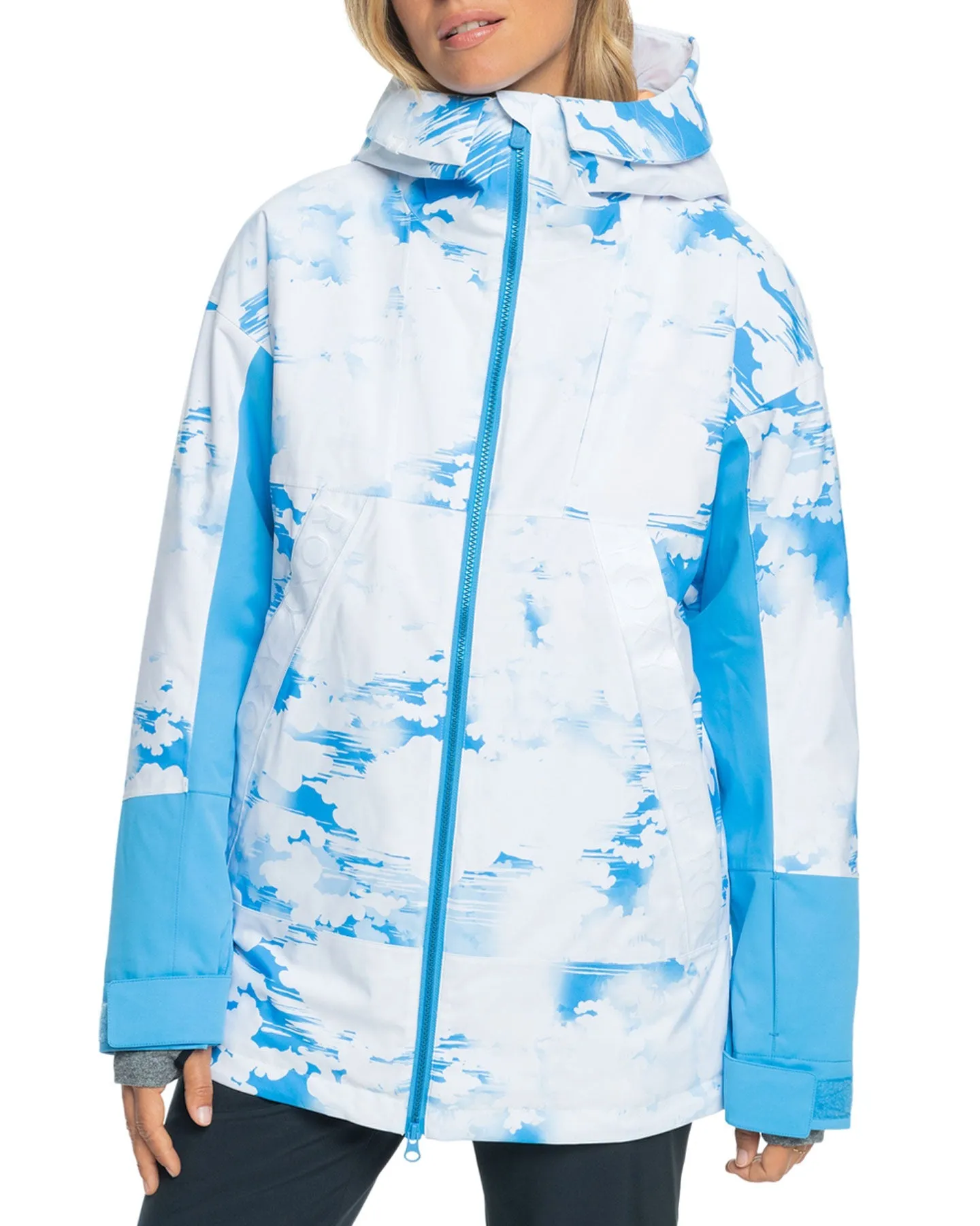 Roxy Women's Chloe Kim Technical Snow Jacket - Azure Blue Clouds