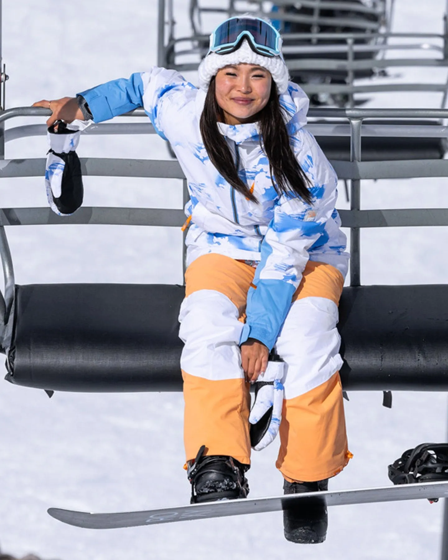 Roxy Women's Chloe Kim Technical Snow Jacket - Azure Blue Clouds