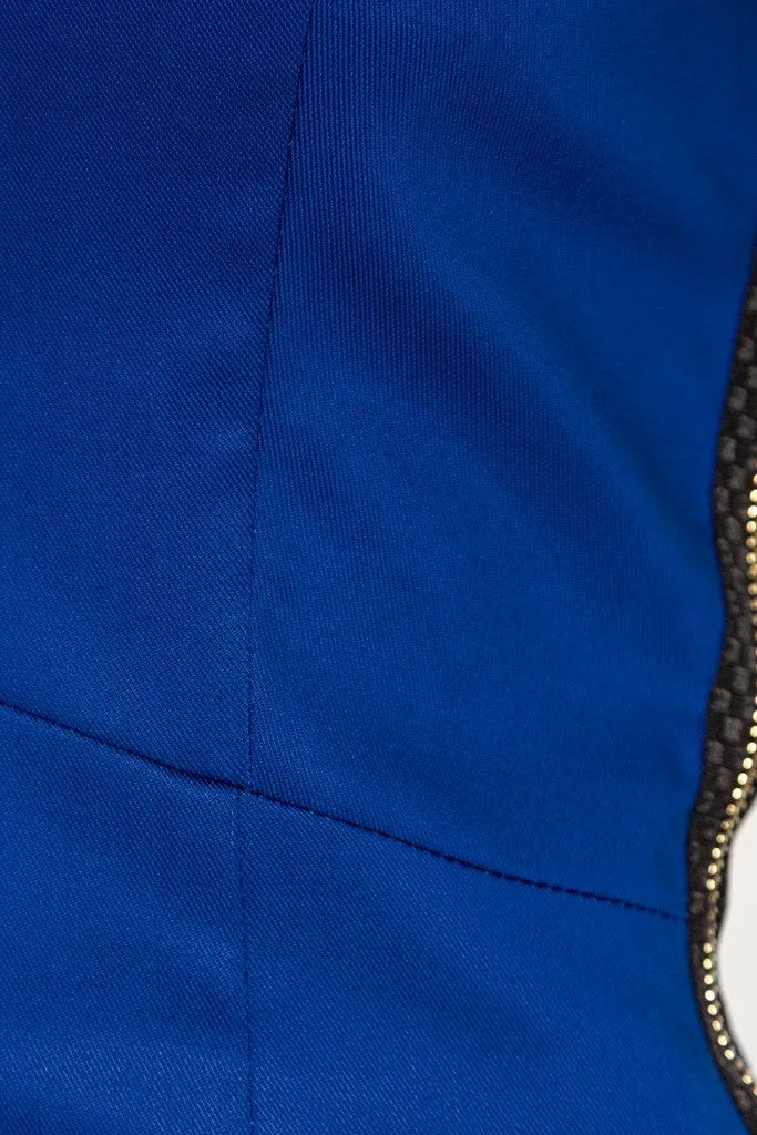 Sapphire Office Fitted Asymmetric Boatneck Sleeveless Below Knee Dress