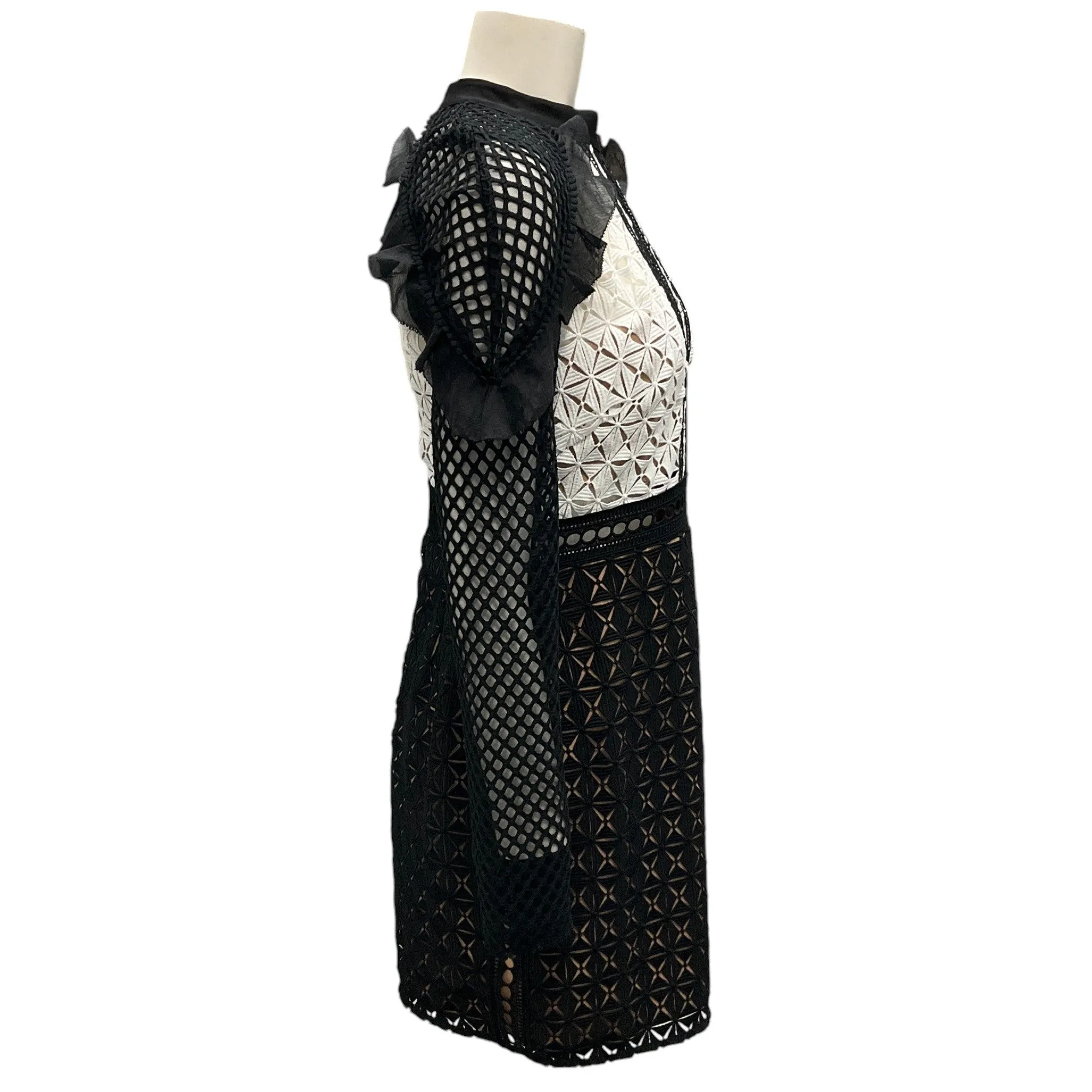 Self-Portrait Black / White Monochrome Geometric Mini Dress