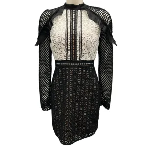 Self-Portrait Black / White Monochrome Geometric Mini Dress