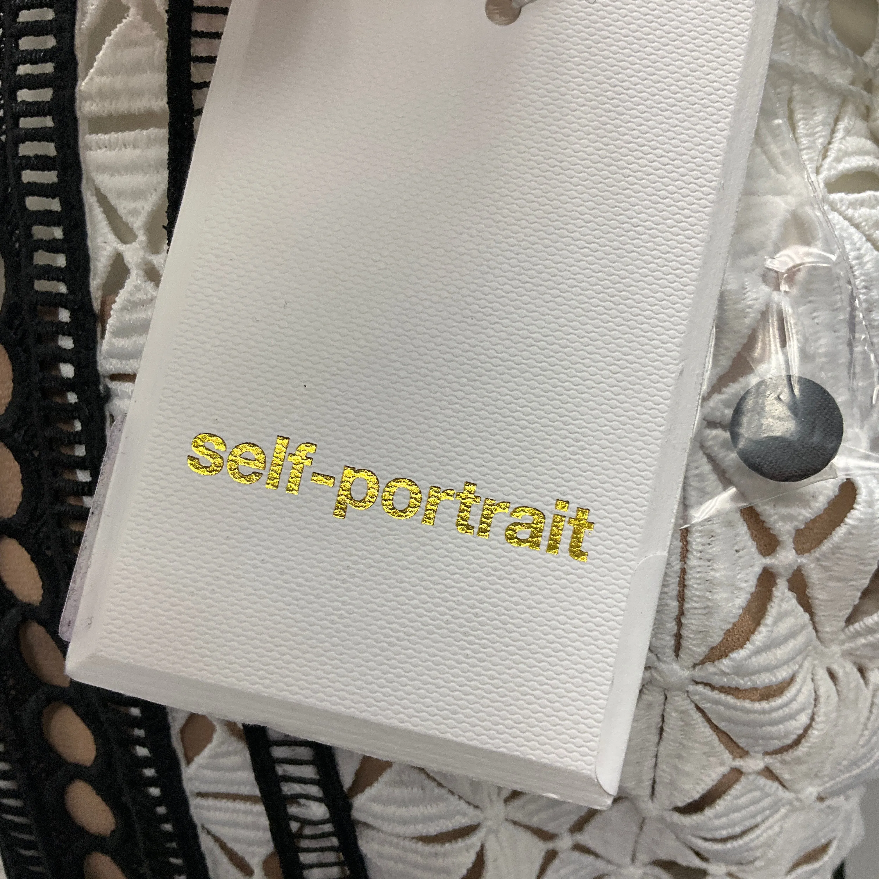 Self-Portrait Black / White Monochrome Geometric Mini Dress