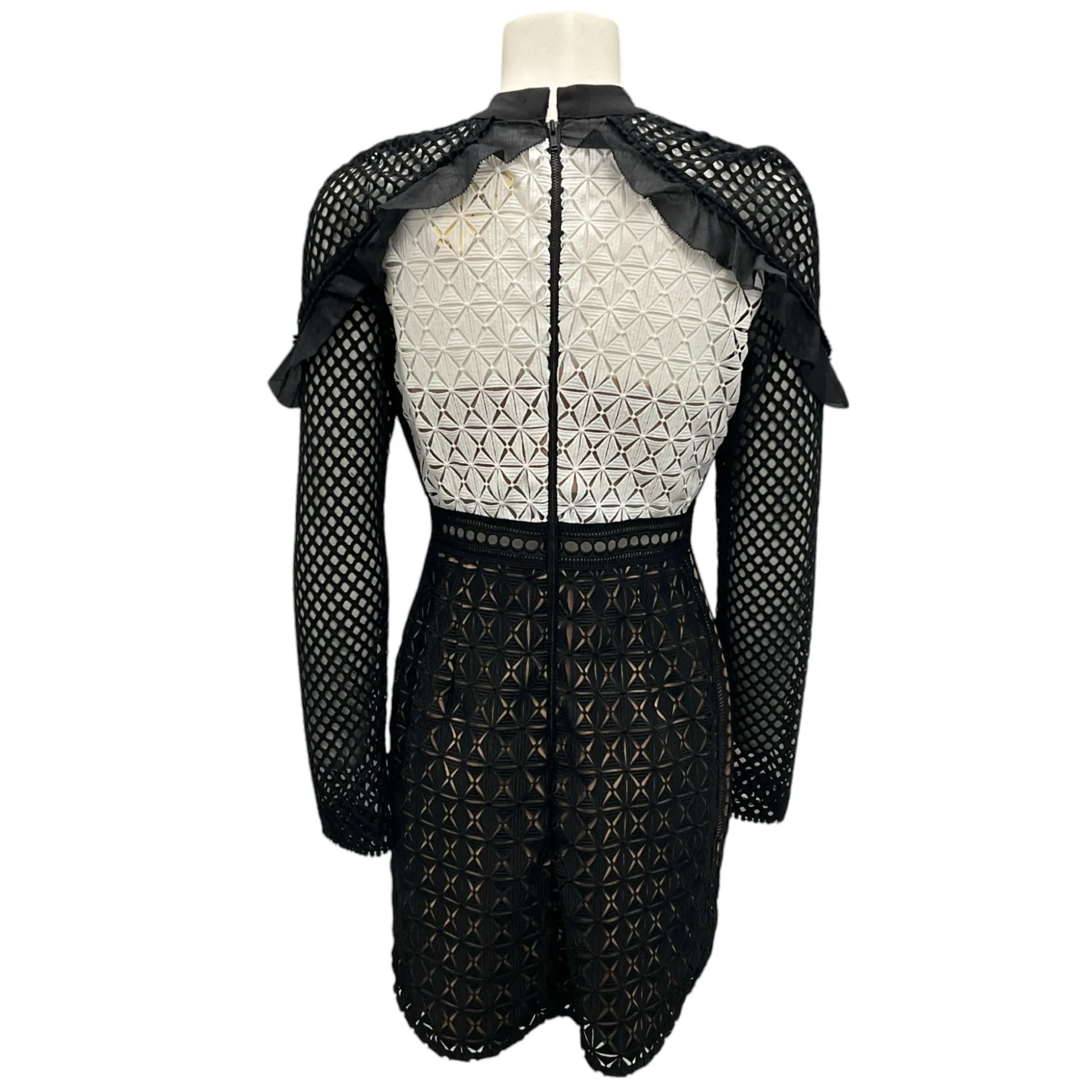 Self-Portrait Black / White Monochrome Geometric Mini Dress