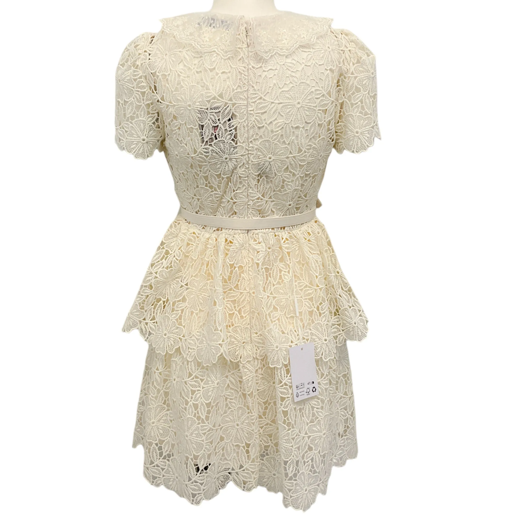 Self Portrait Cream Flower Lace Collar Mini Dress