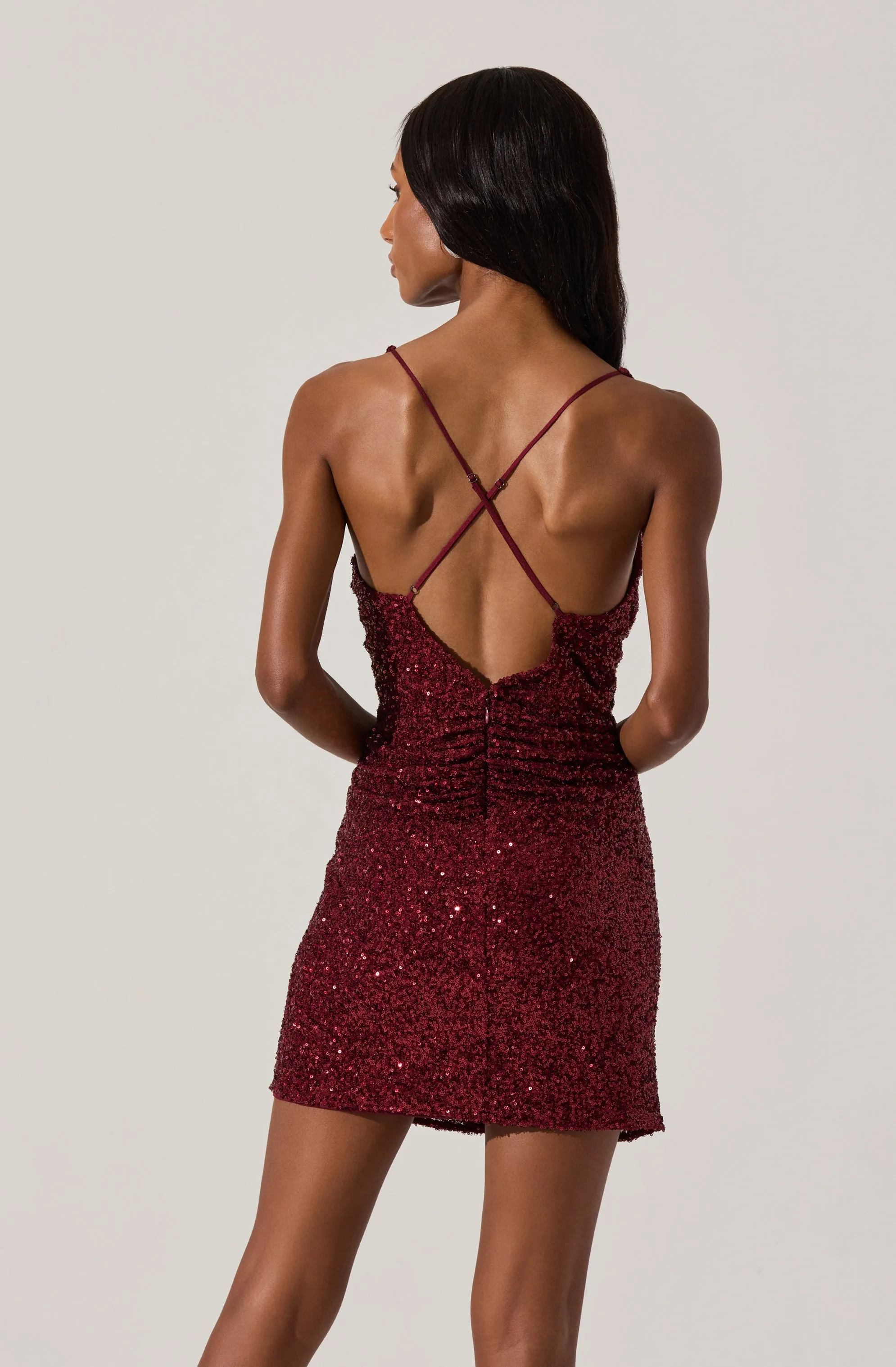 Sequin Twist Front Mini Dress