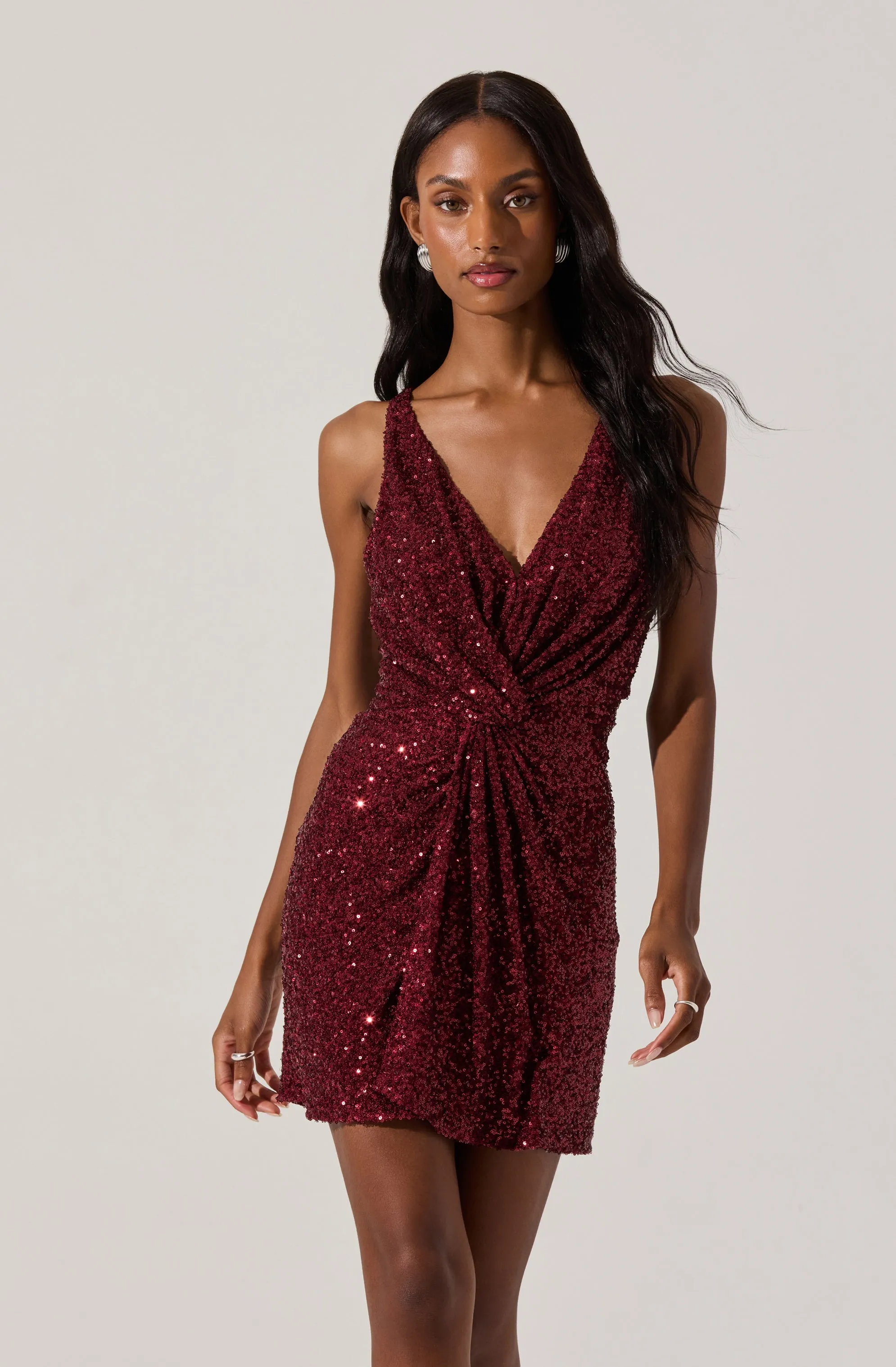Sequin Twist Front Mini Dress