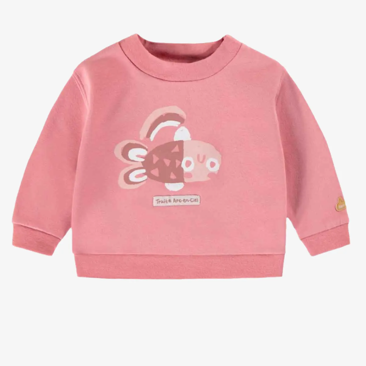 Souris Mini Baby Girl French Terry Crewneck Sweatshirt | Pink