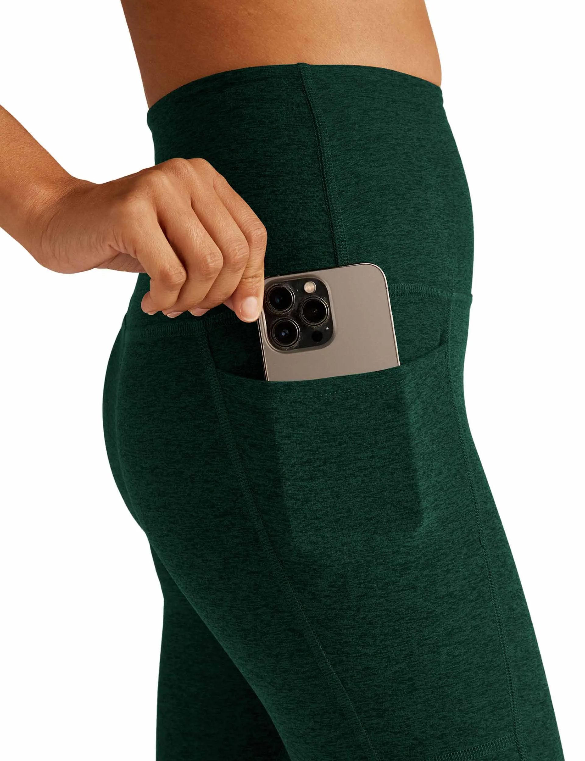 Spacedye Out Of Pocket High Waisted Midi Legging - Dark Spruce Green Heather