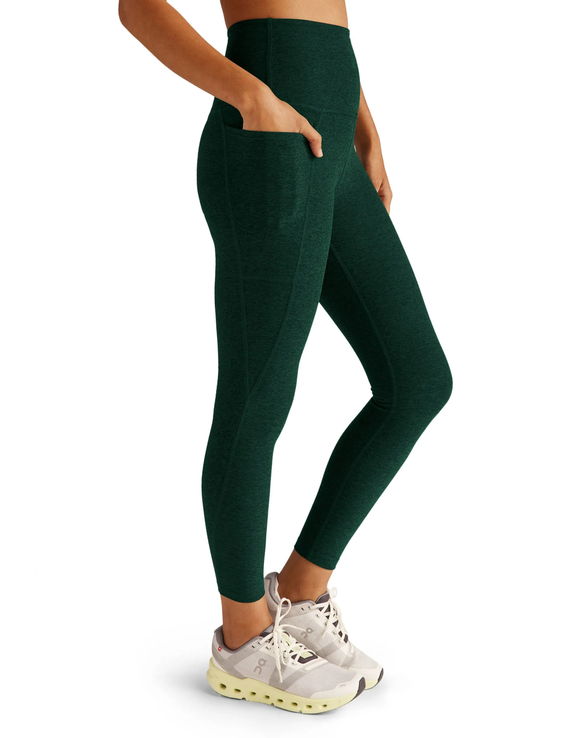 Spacedye Out Of Pocket High Waisted Midi Legging - Dark Spruce Green Heather
